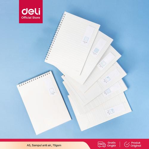 [EZO.7000942] Deli Spiral Notebook / Buku Spiral Cover PP Transparant A5 60L LPA560