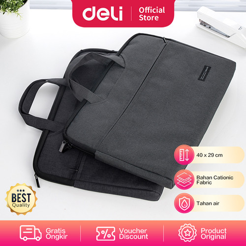 [EZO.7002341] Deli Briefcase Tas Kantor Bahan cationic fabric Waterproof 2sekat 5590