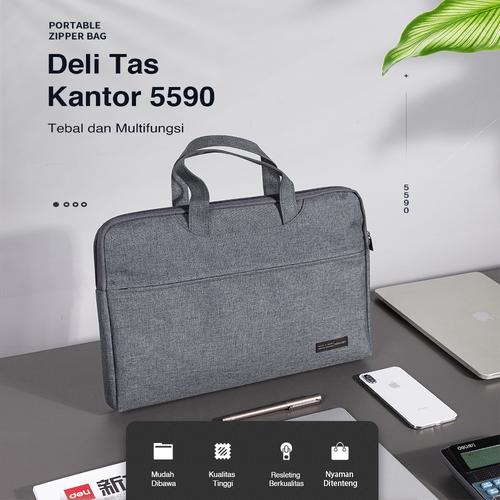 [EZO.7002341] Deli Briefcase Tas Kantor Bahan cationic fabric Waterproof 2sekat 5590