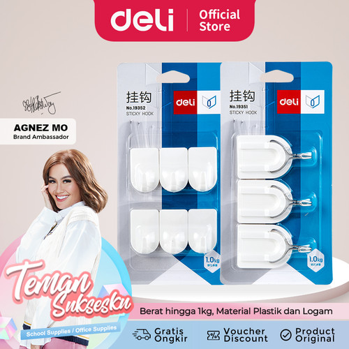 [EZO.7000947] Deli Hanger Hook Up Gantungan Tempel Dinding Untuk 0.5Kg 6pcs 19350