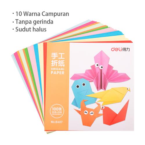[EZO.7000948] Deli Paper Craft / Origami Kertas Lipat 100 Lembar Dengan 2 Warna 640X