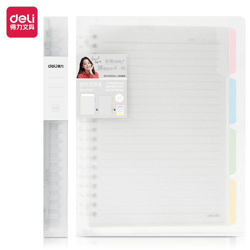 [EZO.7000962] Deli Loose Leaf / Binder Clip Notebook 60Lmbr A5/B5 Transparan QHX560