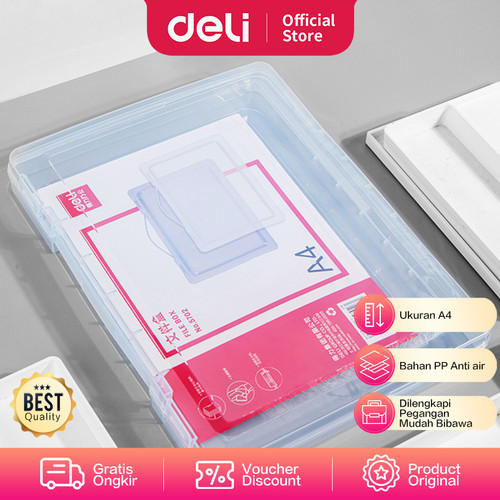 [EZO.7000949] Deli Box File / Box Penyimpan Kertas File Dokumen Transparant 5702