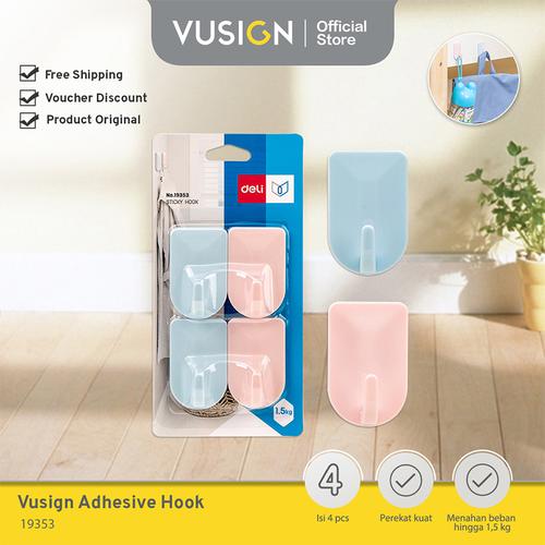 [EZO.7002348] Deli Hook / Hook Gantungan Tempel Dinding 4 pcs Hingga 1.5kg 19353