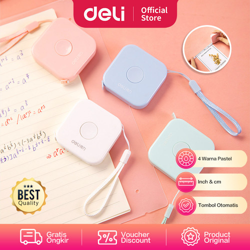 [EZO.7002352] Deli Measure Tapes / Meteran Mini Panjang 2M Warna Pastel 79652