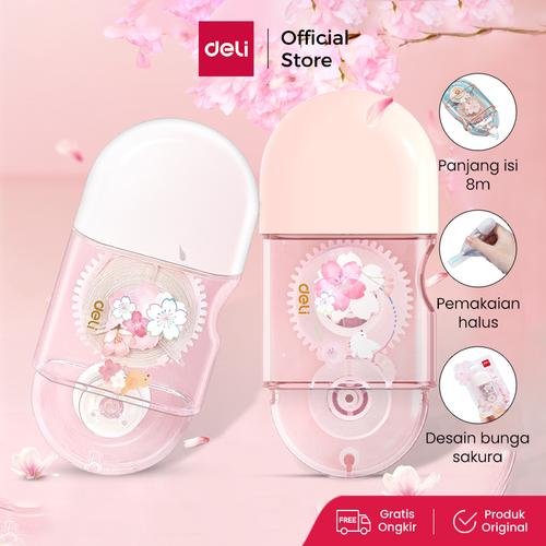 [EZO.7002361] Deli Correction Tape / Tip Ex Kertas 8M Design Bunga Sakura 71540