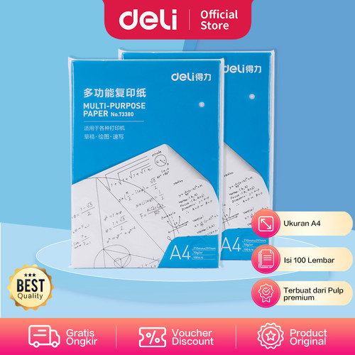 [EZO.7002363] Deli Copy Paper/Kertas Print A4 70g Isi 100Lmbr Kualitas Premium 73380