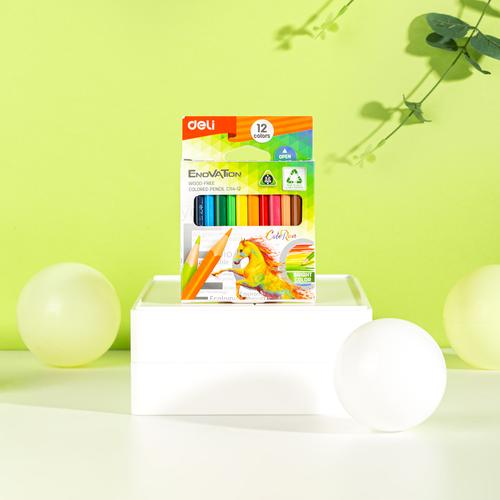 [EZO.7000952] Deli Colored Pencil / Pensil Warna 12Warna Bentuk Segitiga EC114