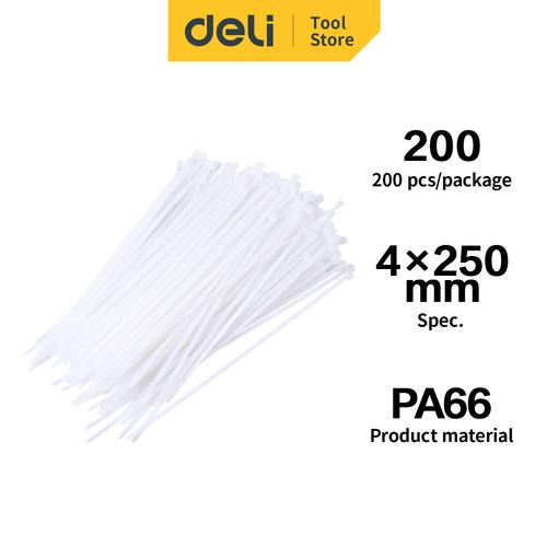 [EZO.7002408] Deli Cable Tie / Pengikat Kabel 4 x 250mm Warna Hitam/Putih DL944X