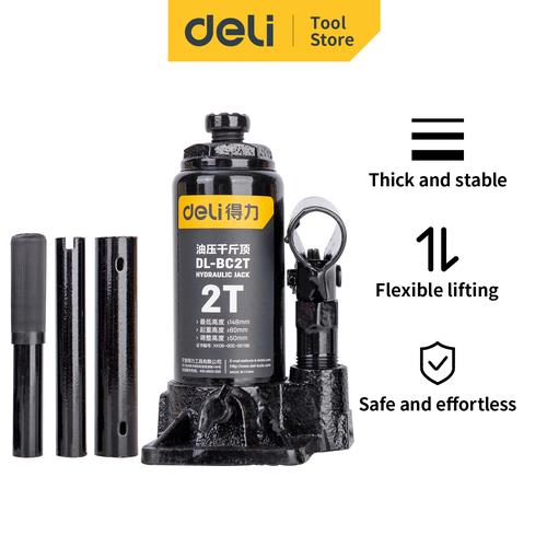 [EZO.7000976] Deli Hydraulic Jack /Dongkrak Hidrolik 2T 45# Steel DL-BC2T