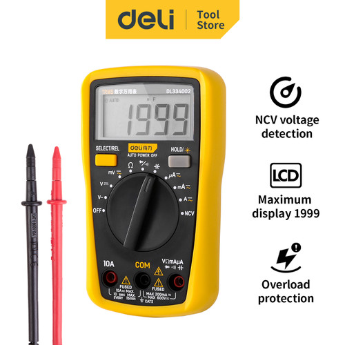 [EZO.7002437] Deli Alat Ukur Arus Listrik Digital 600 V Ukuran Mini DL334002