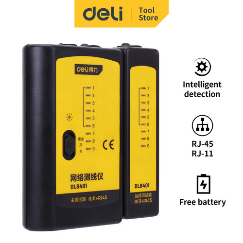 [EZO.7001002] Deli LAN Tester/Alat Tes Kabel Internet RJ11 RJ45 Akurat&Praktis DL840