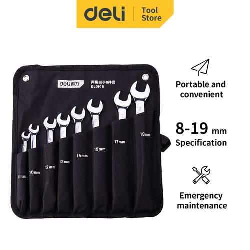[EZO.7002443] Deli Wrench Set /Set Kunci Ring Pas 8/12Pcs 8-34mm vanadium DL01XX