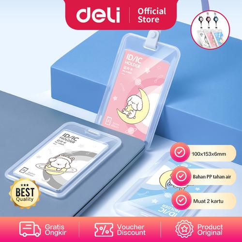 [EZO.7001048] Deli Name Tag Gantungan Kartu Transparan Lanyard Bisa Ditarik 6480X