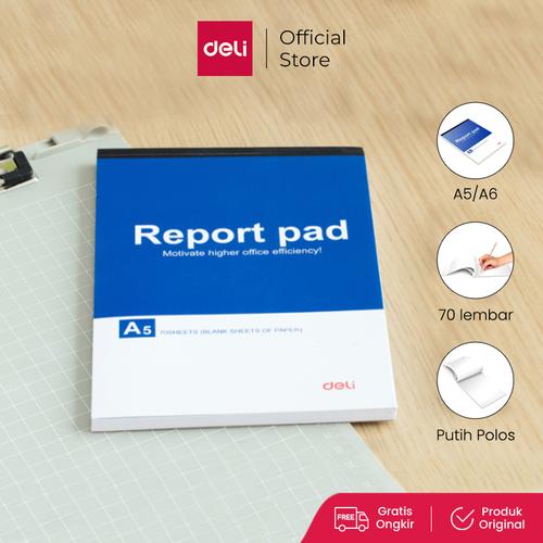 [EZO.7001052] Deli Report Pad / Buku Memo A5 /A6 Sampul Biru 70 Lembar 771X
