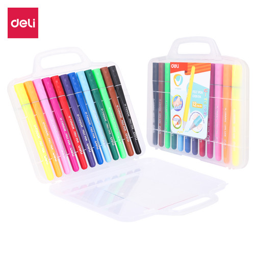 [EZO.7002451] Deli Felt Pen / Spidol 12/24 Warna Terang Nyaman Digenggam EC106X4