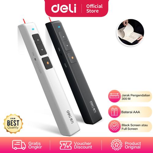 [EZO.7001023] Deli Laser Pointer + Presenter Wireless USB Pen Laser Jarak 30M 2802