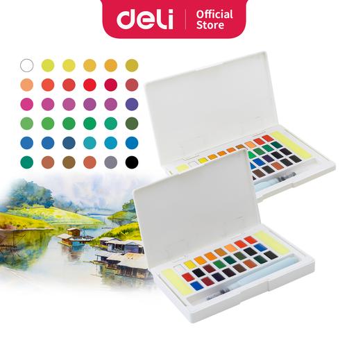 [EZO.7001059] Deli Watercolor Paint / Cat Air Padat 24/36 Warna Kemasan Kotak 73889
