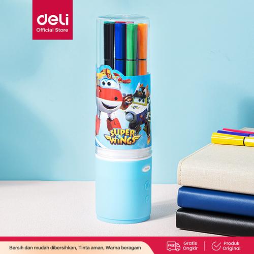 [EZO.7001062] Deli Super Wings Felt Pen / Spidol 12/24 Warna Kemasan Tabung EC150
