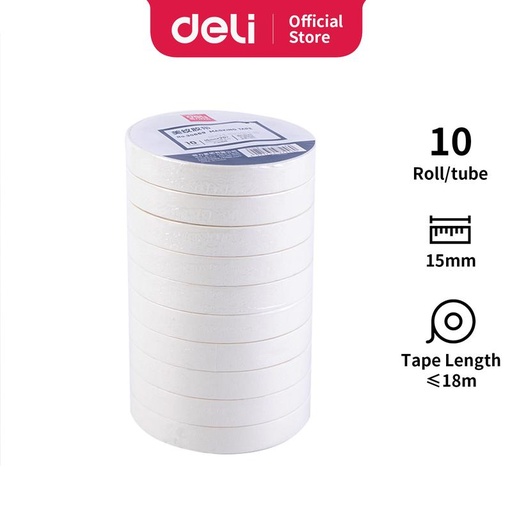 [EZO.7002478] Deli Masking Tape Lakban Kertas 15mm*20y*145um Dapat Ditulis 30669