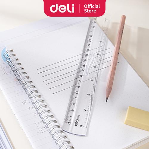 [EZO.7001032] Deli School Drafting/Penggaris Transparan 20cm Dengan Pegangan EG01612