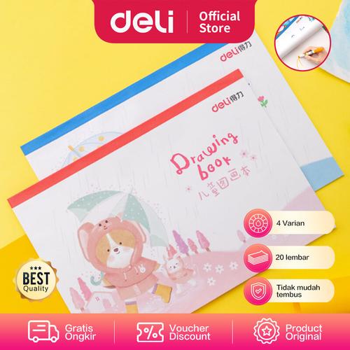 [EZO.7001033] Deli Painting Book/ Buku Gambar 20Lmbr Kertas Tebal Tidak Tembus 7338X