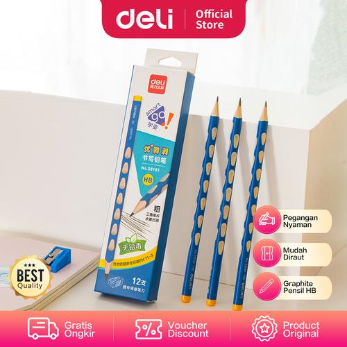 [EZO.7001040] Deli Graphite Pencil 2B / Pensil Kayu Untuk Belajar 12 pcs/box 5818X
