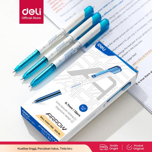 [EZO.7001042] Deli Ultra Smooth Gel Pen 0.7mm Tinta Hitam/Biru/Merah EQ23 EQ24