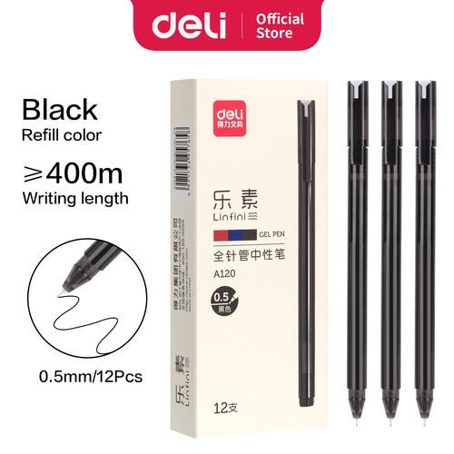 [EZO.7002488] Deli Gel Pen Pulpen Gel warna Hitam 0.5mm A120