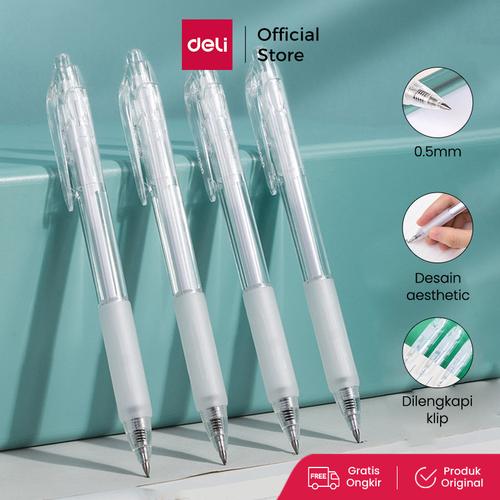 [EZO.7001081] Deli Gel Pen Pulpen Gel Retractable Tinta Hitam 0.5mm A057B-01