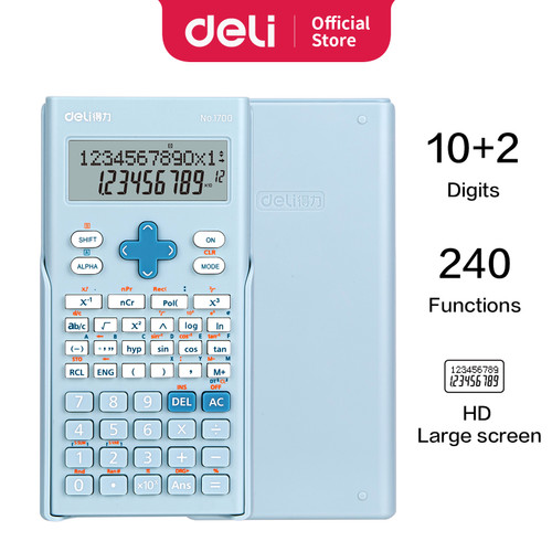 [EZO.7002468] Deli Scientific Calculator/ Kalkulator Ilmiah 12 Digit 240 Fungsi 1700