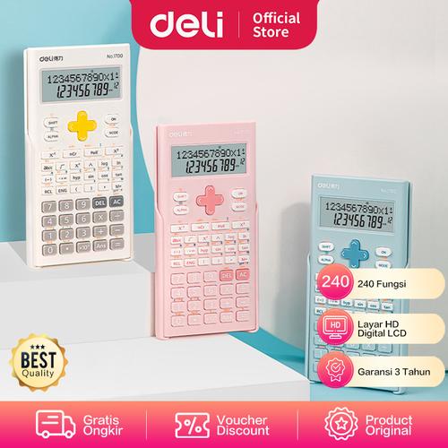 [EZO.7002468] Deli Scientific Calculator/ Kalkulator Ilmiah 12 Digit 240 Fungsi 1700