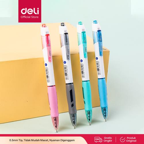 [EZO.7001086] Deli Retractable Ballpoint Pulpen Cetek Tip 0.7 mm Tinta Biru EQ18-BL