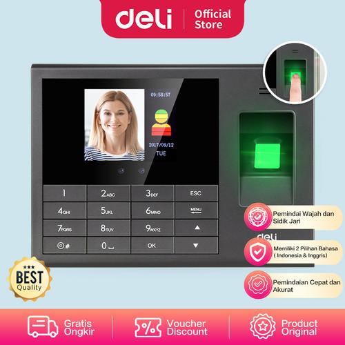 [EZO.7001088] Deli Mesin Absensi Pengenalan Wajah Kapasitas Rekam 200 Wajah E3765