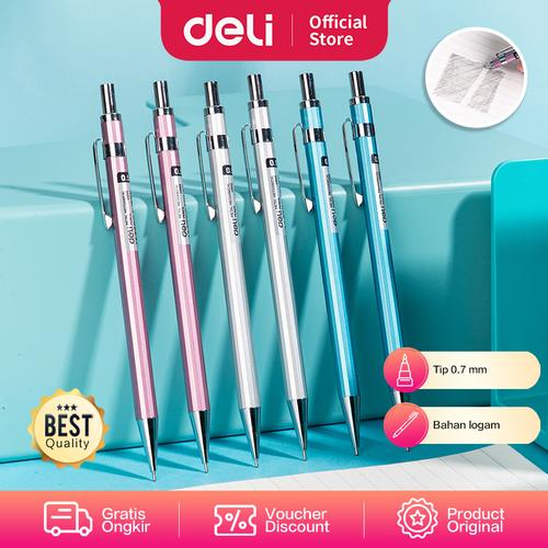 [EZO.7001089] Deli Metal Mechanical Pencil Pensil Cetek Bahan Logam Tip 0.5 mm EU999