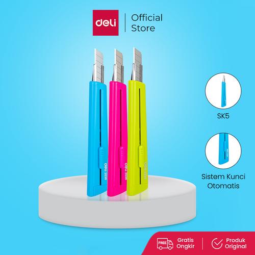 [EZO.7001090] Deli Cutter dengan pisau baja SK5 sistem kunci otomatis E2038