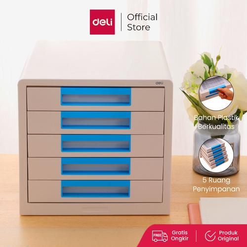 [EZO.7001095] Deli File Kabinet Biru/Pink, Bahan Plastik, 5Ruang Penyimpanan EZ010XX