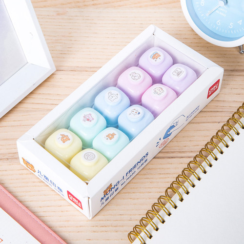 [EZO.7002519] Deli Stempel Gambar Kartun 10 PCS/Box dengan 4 Warna Cerah 74830