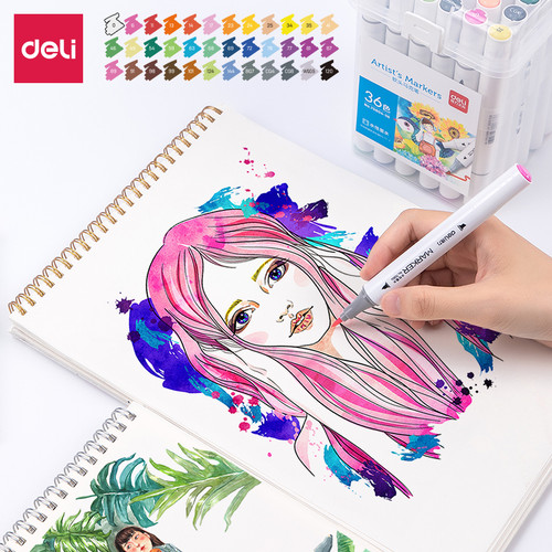 [EZO.7002534] Deli Color Water-based Double Tip Marker Spidol Ujung Ganda 70804