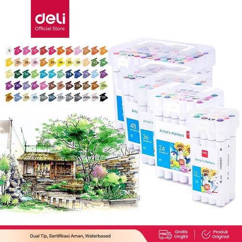 [EZO.7002534] Deli Color Water-based Double Tip Marker Spidol Ujung Ganda 70804