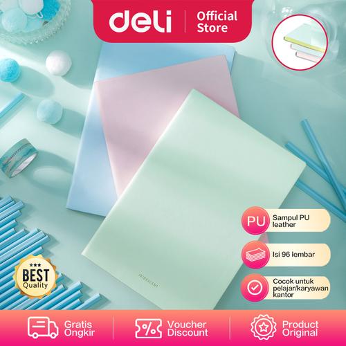 [EZO.7001096] Deli Notebook Buku Catatan A5 96Lembar Warna Pastel High Quality 2228X