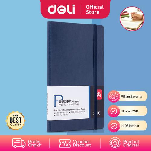 [EZO.7002521] Deli High Quality Notebook Bahan Kulit 96 Lembar Ukuran 25K 3347