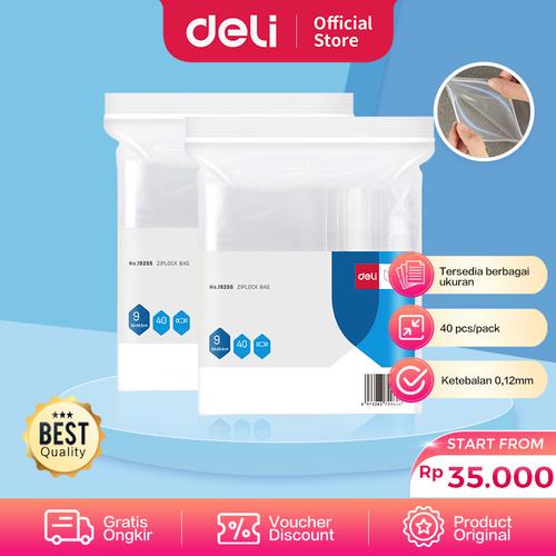 [EZO.7002537] Deli Ziplock Bag Kantong Ziplock Tebal Transparan 40Pcs/Pack 1925X