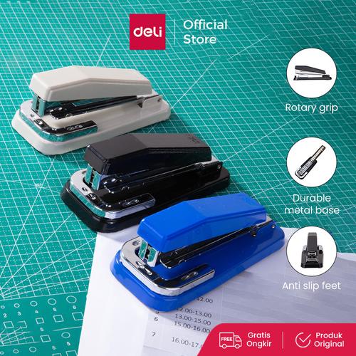[EZO.7001113] Deli Rotary Stapler Staples Putar 24/6 & 26/6 25 lembar E0414