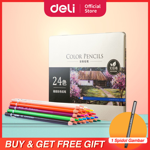 [EZO.7001120] Deli High-grade Oil Pencil Color Pensil Warna Minyak 48/72 Warna 6567