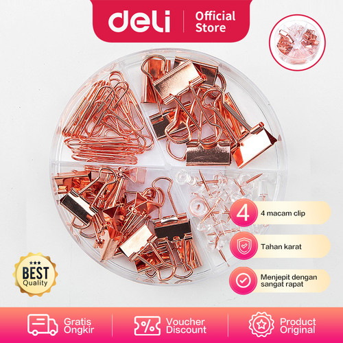 [EZO.7001153] Deli office combination paper clip binder clip and Push Pin 78553