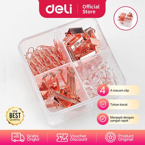 [EZO.7001154] Deli office combination paper clip binder clip and Push Pin 78551