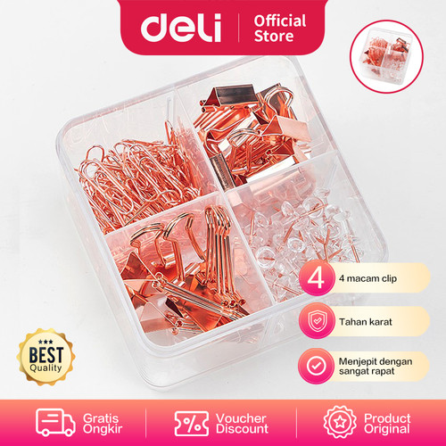 [EZO.7001154] Deli office combination paper clip binder clip and Push Pin 78551