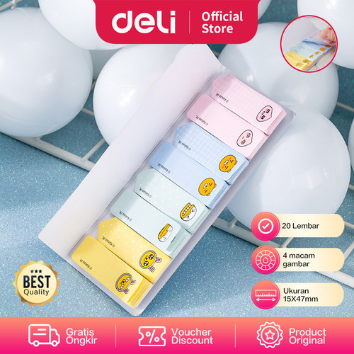 [EZO.7002583] Deli index tab seri KAKAO 15X47mm/20 lembar 8pcs/Kemasan 25914