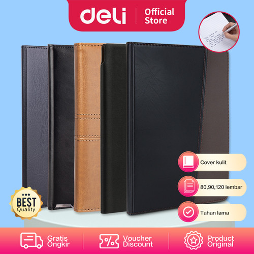 [EZO.7001159] Deli Business Notebook Leather Cover 25K Buku Catatan Bahan Kulit 7911